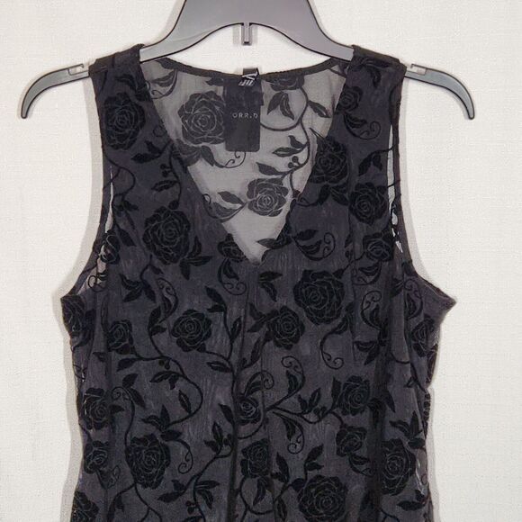 Torrid Sheer Black Mesh Velvet Flocked Sleeveless Bodysuit Plus Size 1X - Picture 5 of 8